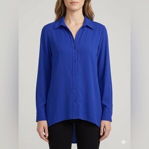 Ashley Stewart Button Up Long Sleeve Shirt Dark Blue Size 18/20